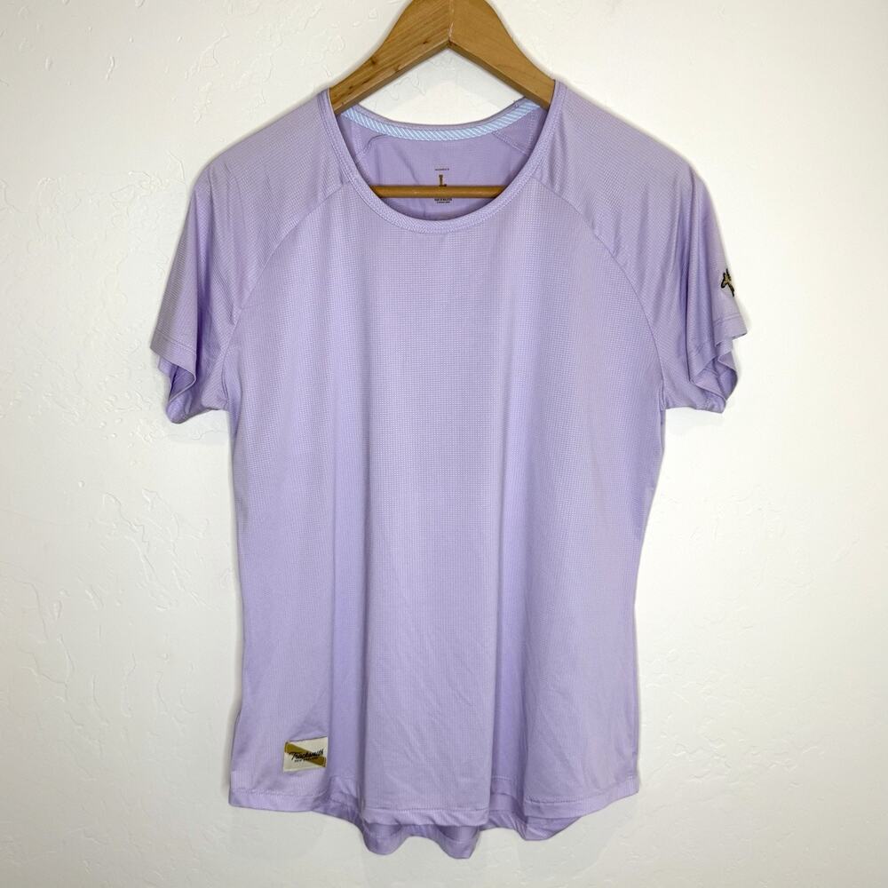 Tracksmith Twilight Tee Shirt Womens Large Lavender Purple Short Sleeve Athletic